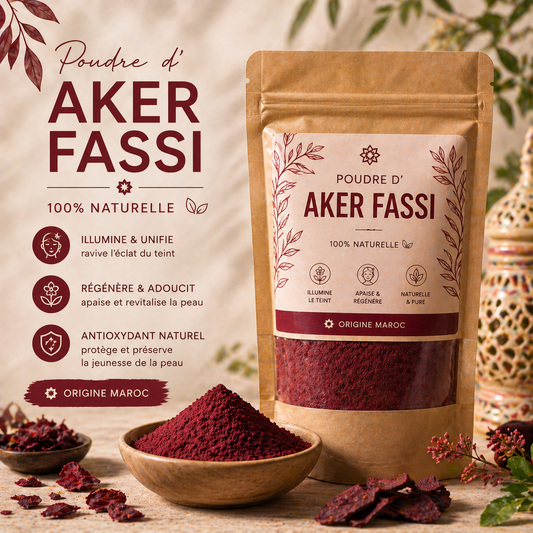 🌺 Poudre d’Aker Fassi – Éclat Naturel & Teint Rosé 100g