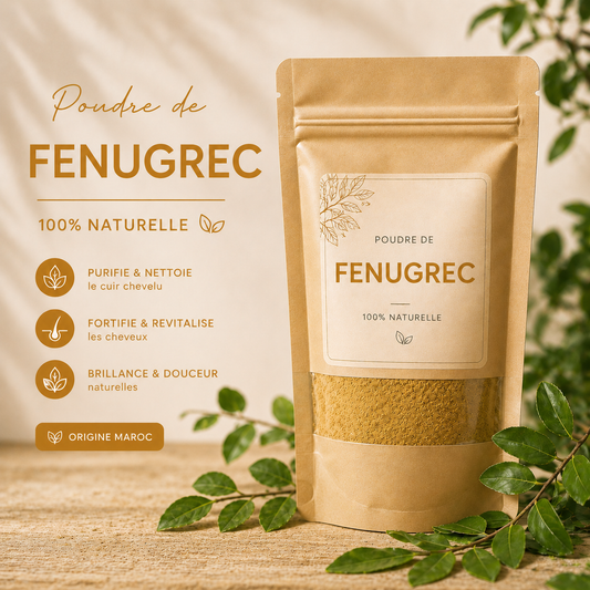 🌰 Poudre de Fenugrec – Stop Chute des Cheveux et Fortifie la Racine 100g