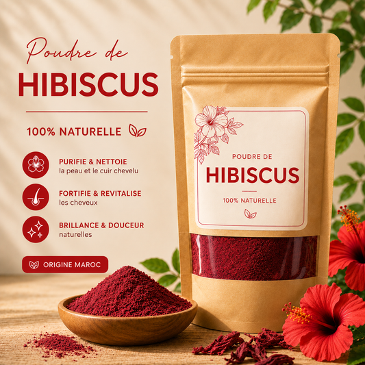 🌹 Poudre d'Hibiscus – Fortifier Pousse des Cheveux & Jeunesse de la Peau 100g