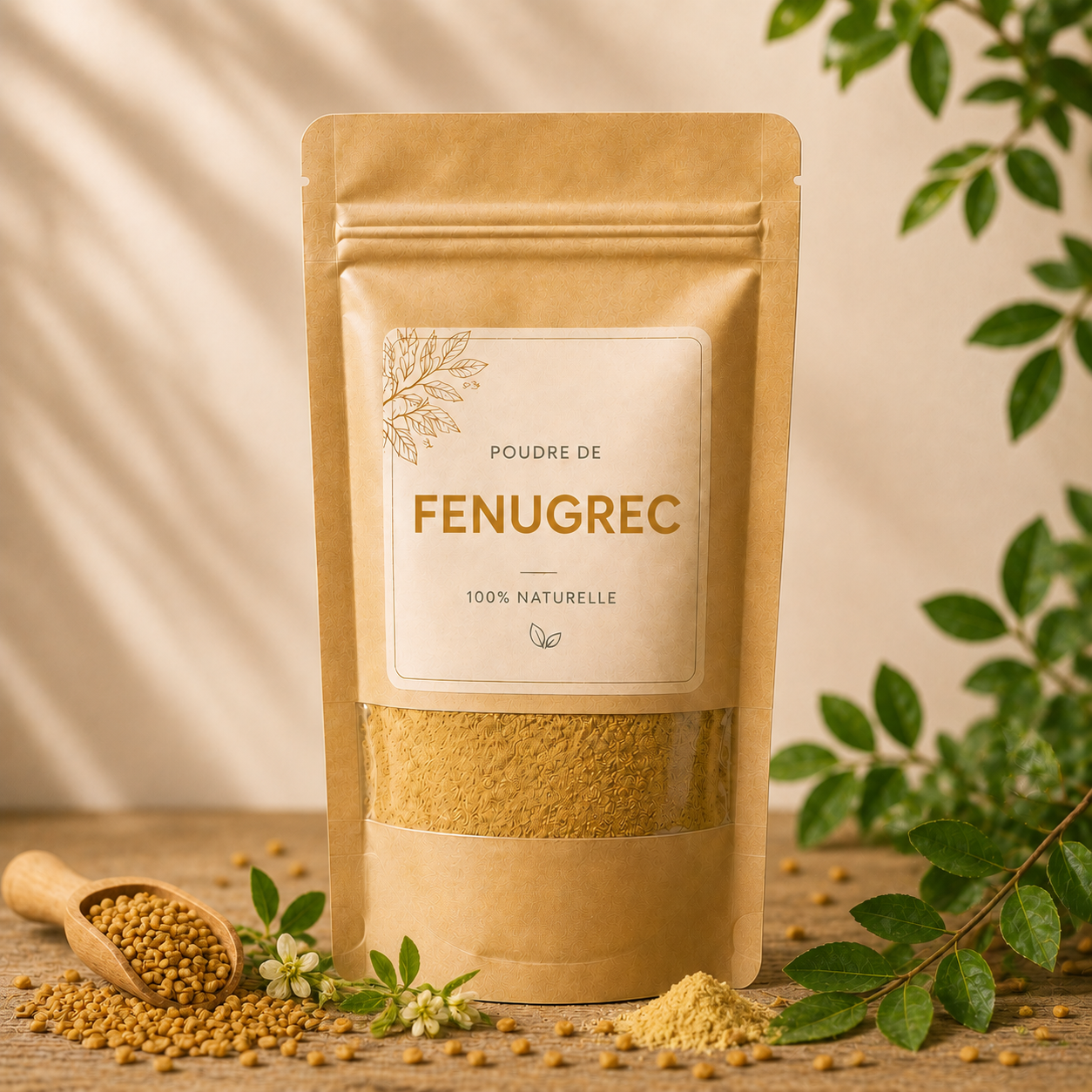 🌰 Poudre de Fenugrec – Stop Chute des Cheveux et Fortifie la Racine 100g