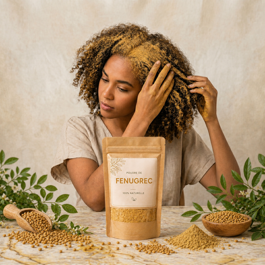 🌰 Poudre de Fenugrec – Stop Chute des Cheveux et Fortifie la Racine 100g