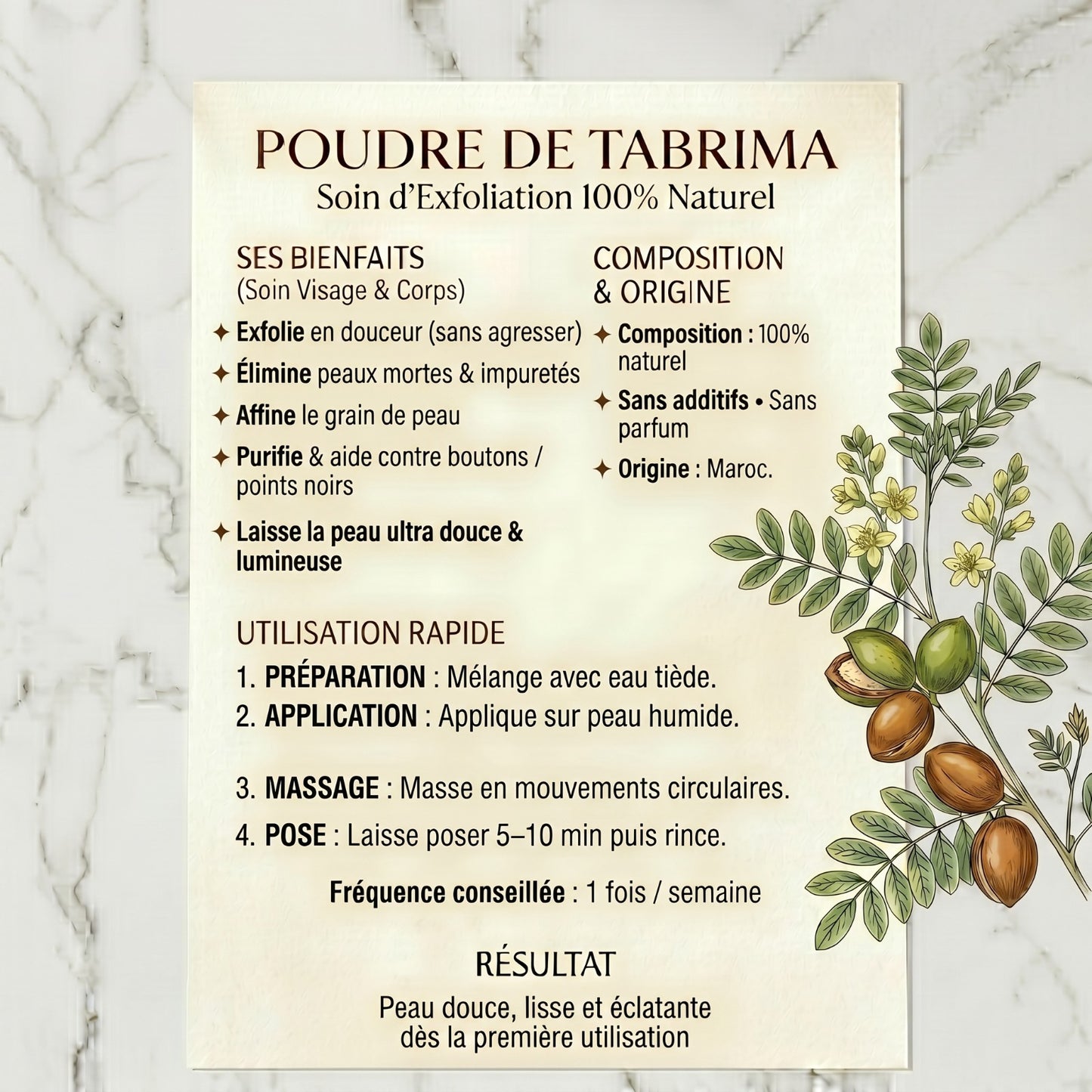 🤎 Poudre de Tabrima – Gommage naturel & peau lisse 100g