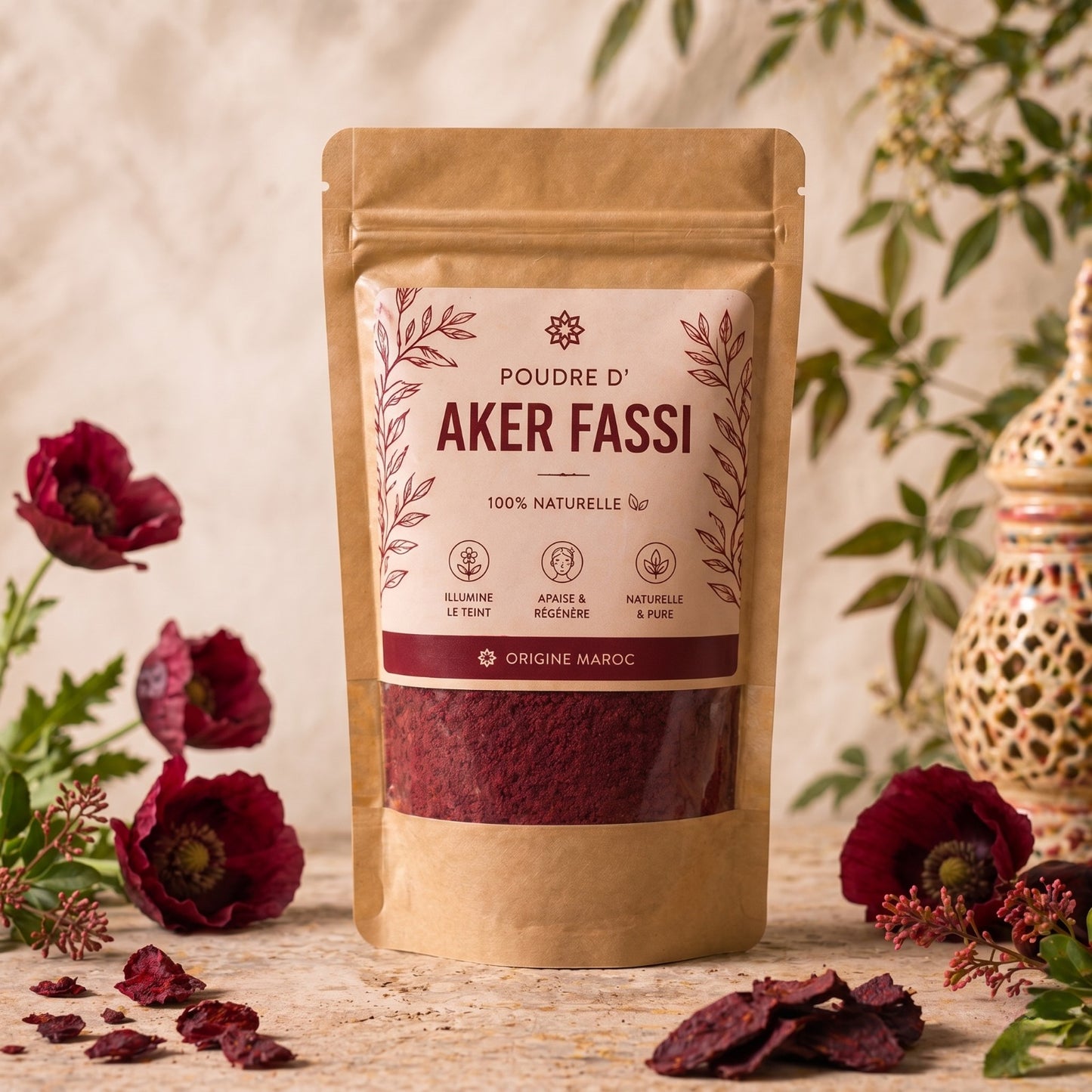 🌺 Poudre d’Aker Fassi – Éclat Naturel & Teint Rosé 100g
