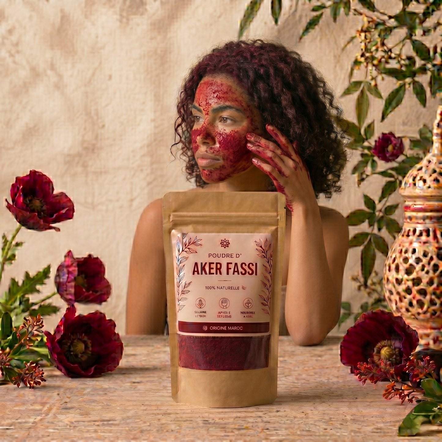 🌺 Poudre d’Aker Fassi – Éclat Naturel & Teint Rosé 100g