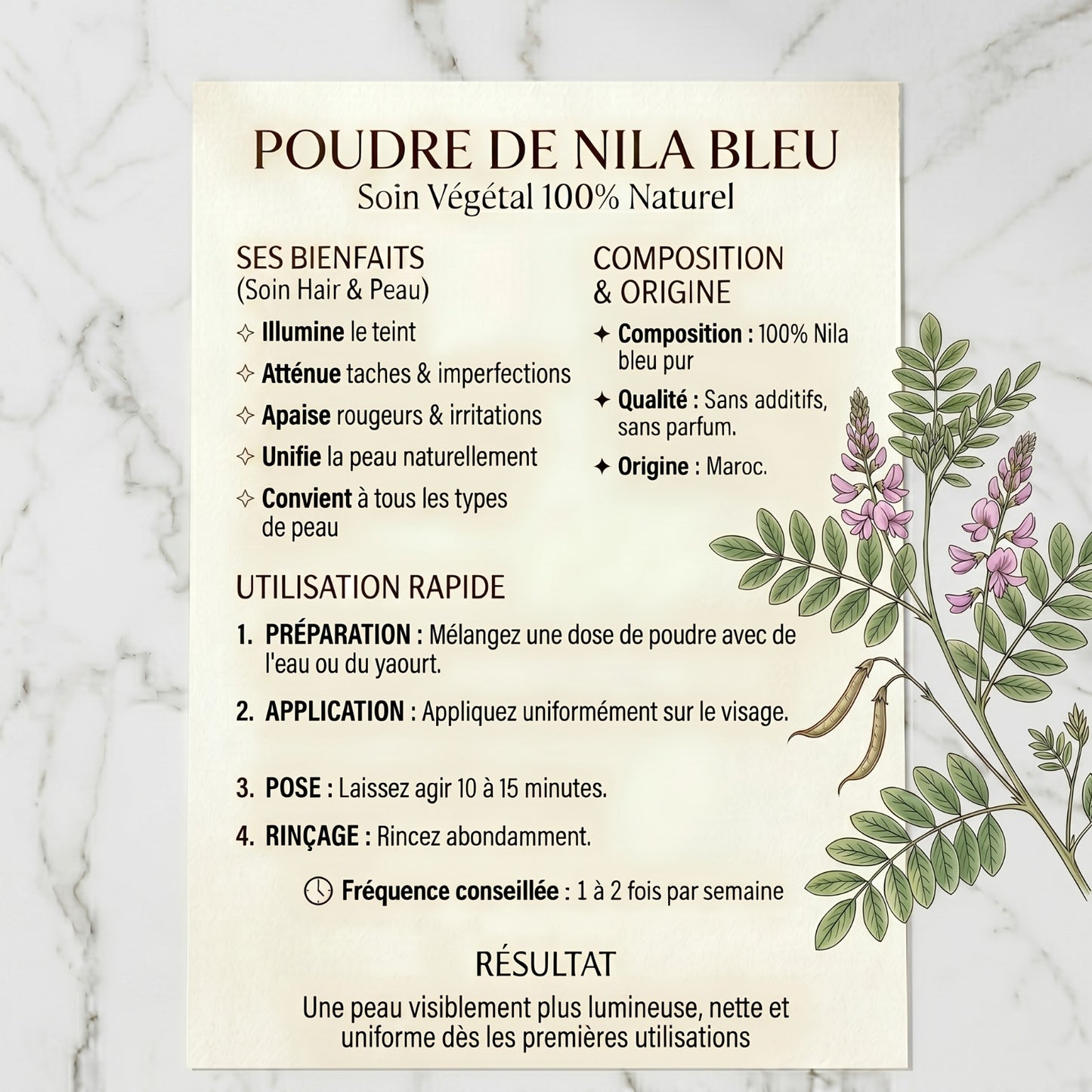 💙 Poudre de Nila Bleu – Teint Lumineux & Uniforme 100g